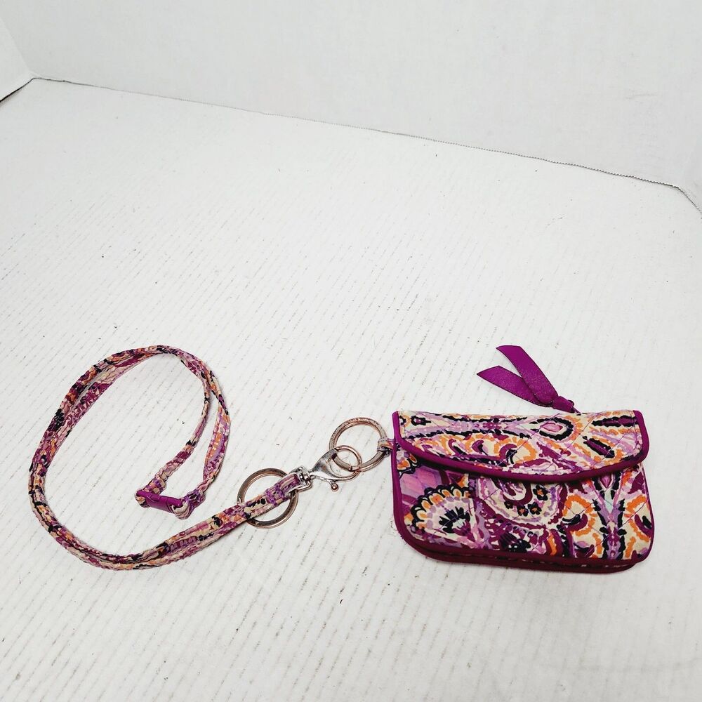 Vera Bradley Dream Tapestry VBJ17 Zip ID Case W/ Lanyard Floral Paisley Embroide